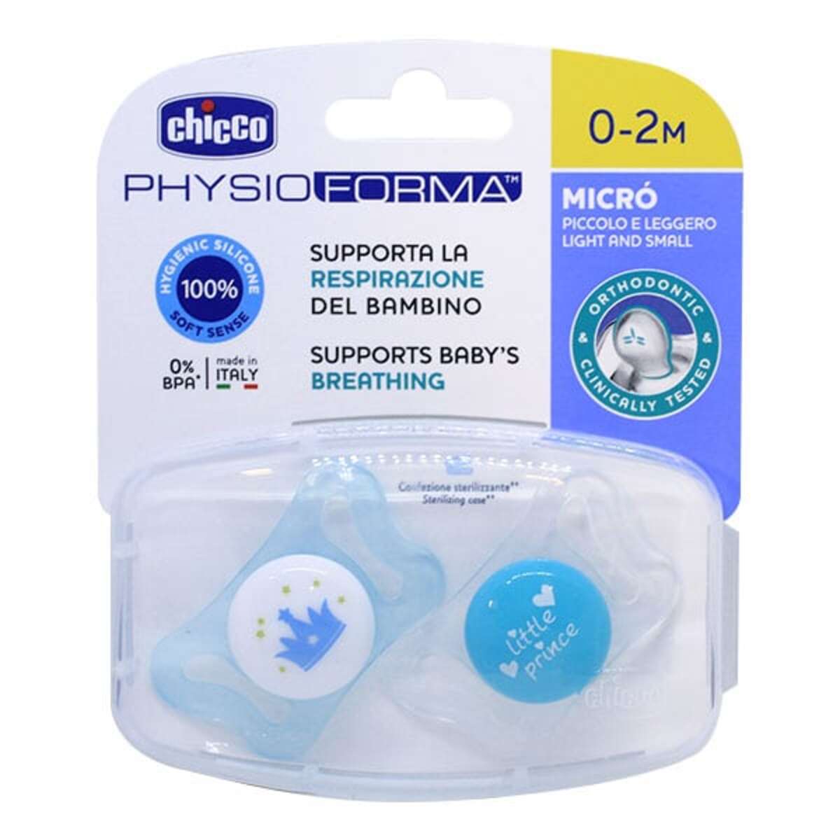 Chicco Physiomicro Chupete Silicona 0-2m Nene 2 Unidades En